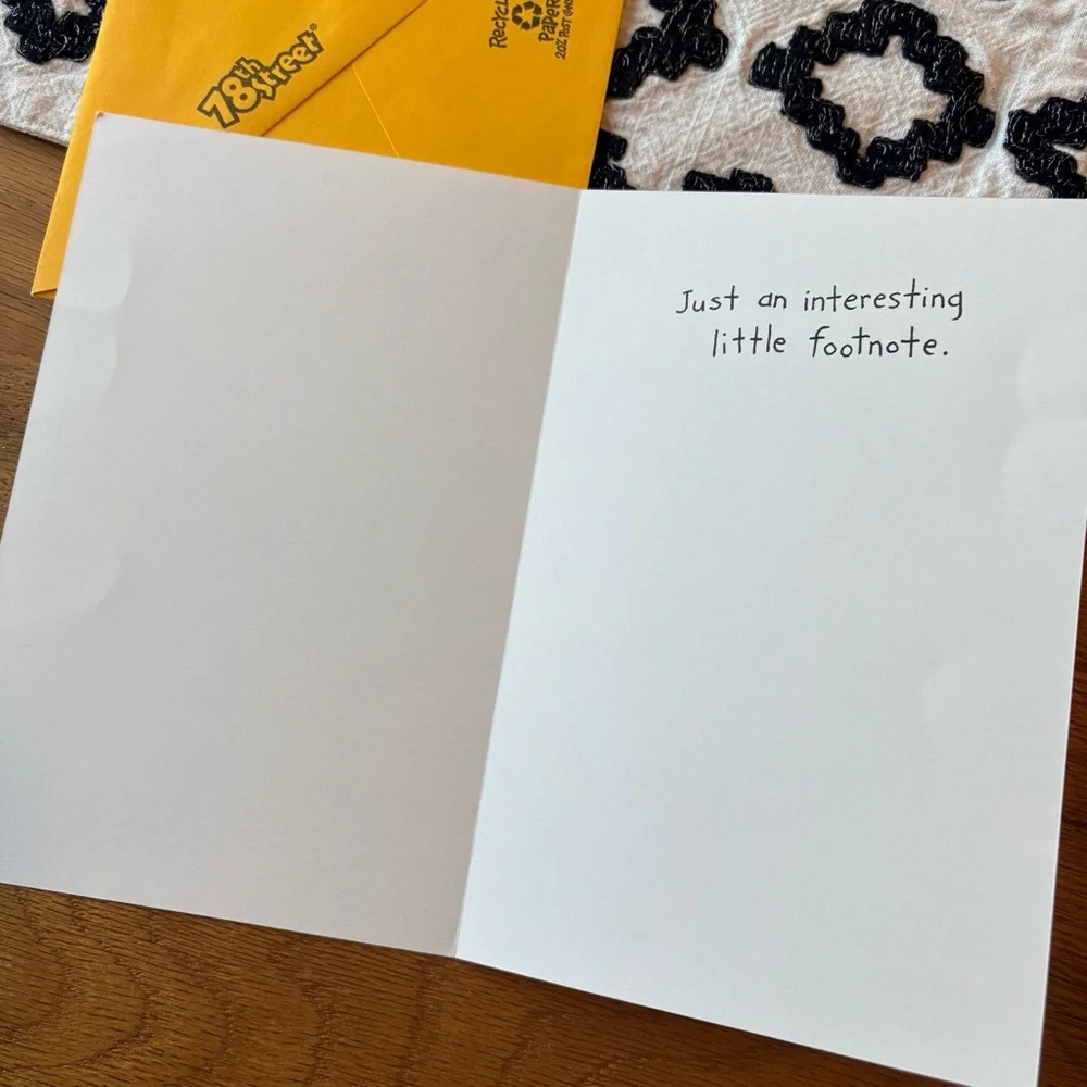 American Greetings 78th Street Greeting Card & envelope just a footnote